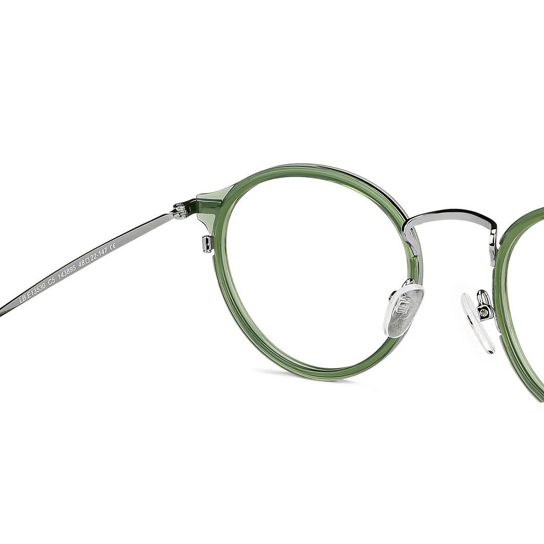 Lenskart BLU Screen Glasses Blue Block Zero Power Screen Glasses: Gunmetal Green Full Rim Round Lenskart BLU LB E13530-C5 right side