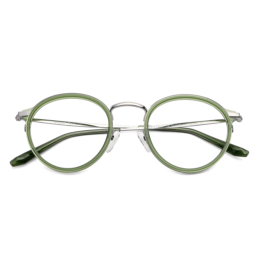 Lenskart BLU Screen Glasses Blue Block Zero Power Screen Glasses: Gunmetal Green Full Rim Round Lenskart BLU LB E13530-C5 left side