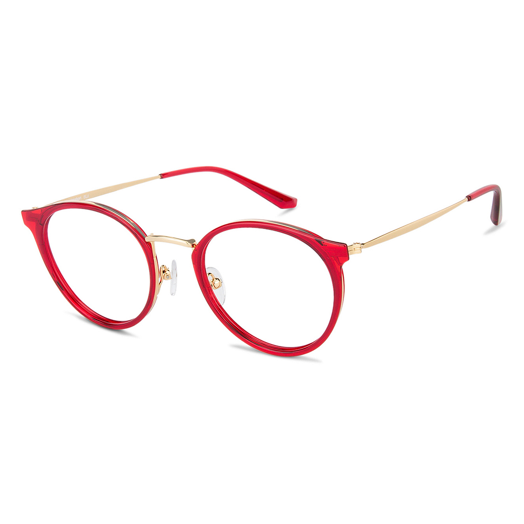 Lenskart BLU Screen Glasses Blue Block Zero Power Screen Glasses: Gold Maron Full Rim Round Lenskart BLU LB E13531-C5 left side