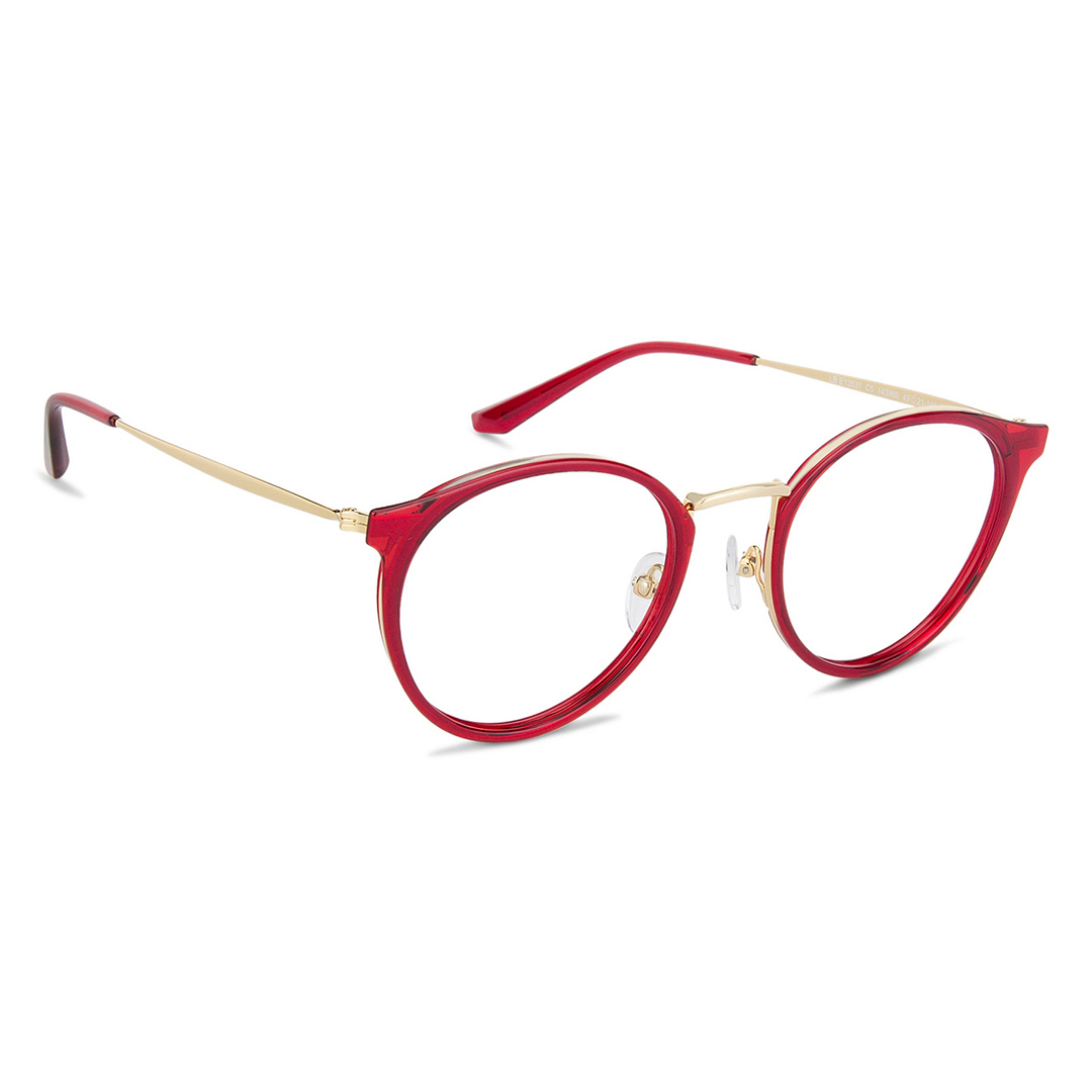 Lenskart BLU Screen Glasses Blue Block Zero Power Screen Glasses: Gold Maron Full Rim Round Lenskart BLU LB E13531-C5 left side