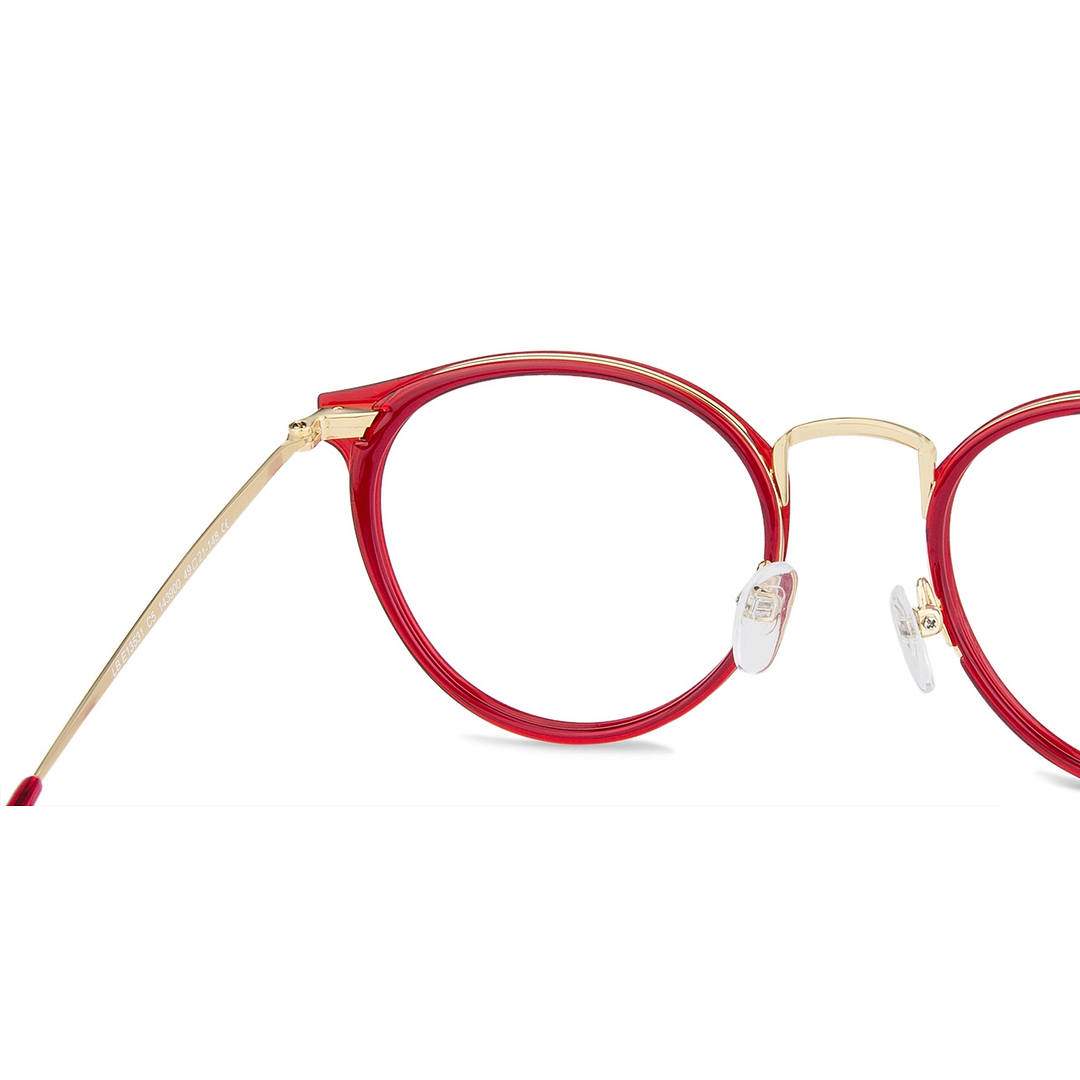 Lenskart BLU Screen Glasses Blue Block Zero Power Screen Glasses: Gold Maron Full Rim Round Lenskart BLU LB E13531-C5 left side