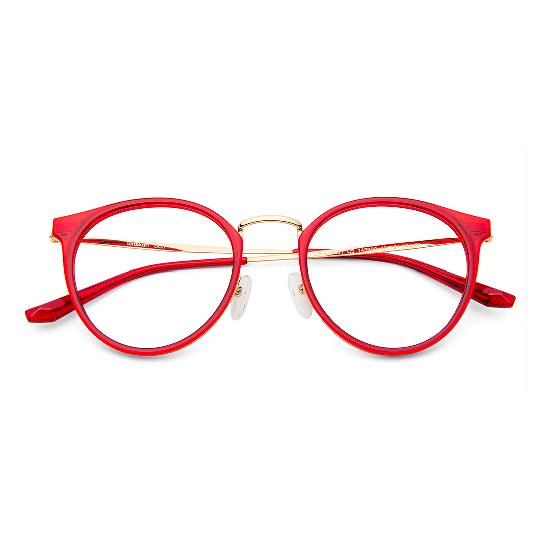 Lenskart BLU Screen Glasses Blue Block Zero Power Screen Glasses: Gold Maron Full Rim Round Lenskart BLU LB E13531-C5 right side