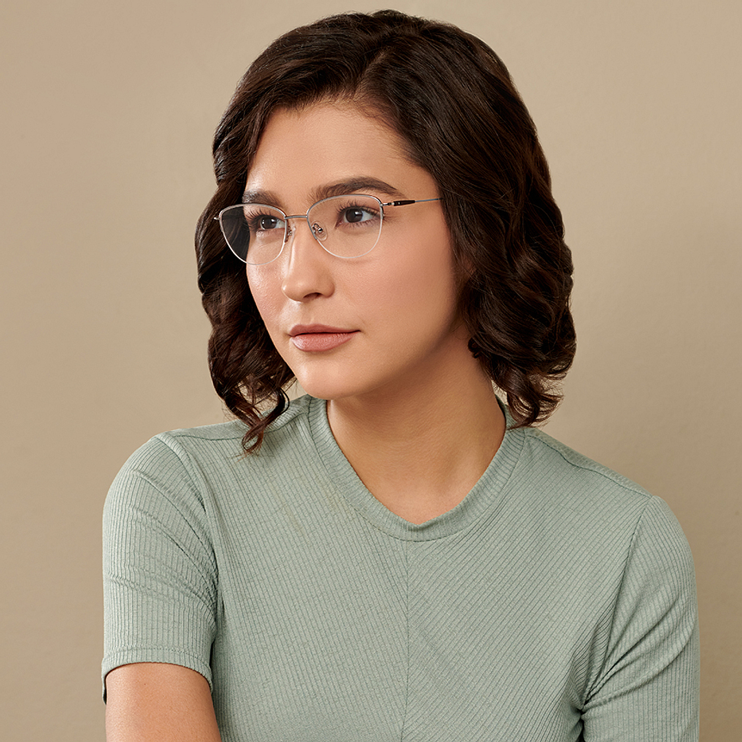 Vincent Chase Online Silver Half Rim Cat Eye left side