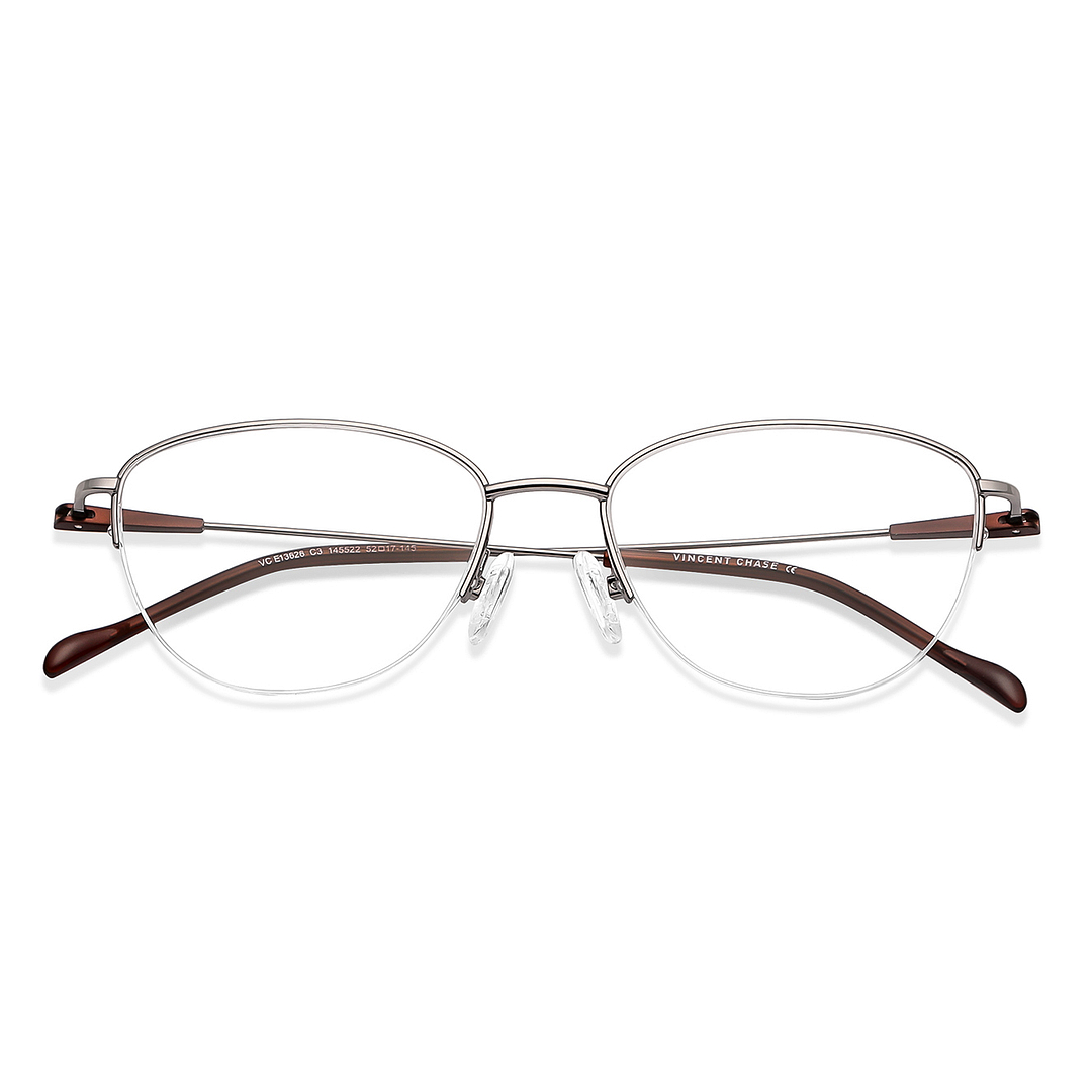 Vincent Chase Online Silver Half Rim Cat Eye left side