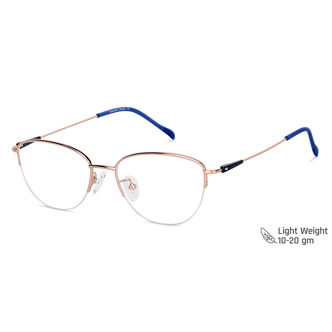 Vincent Chase Online Gold Half Rim Cat Eye left side