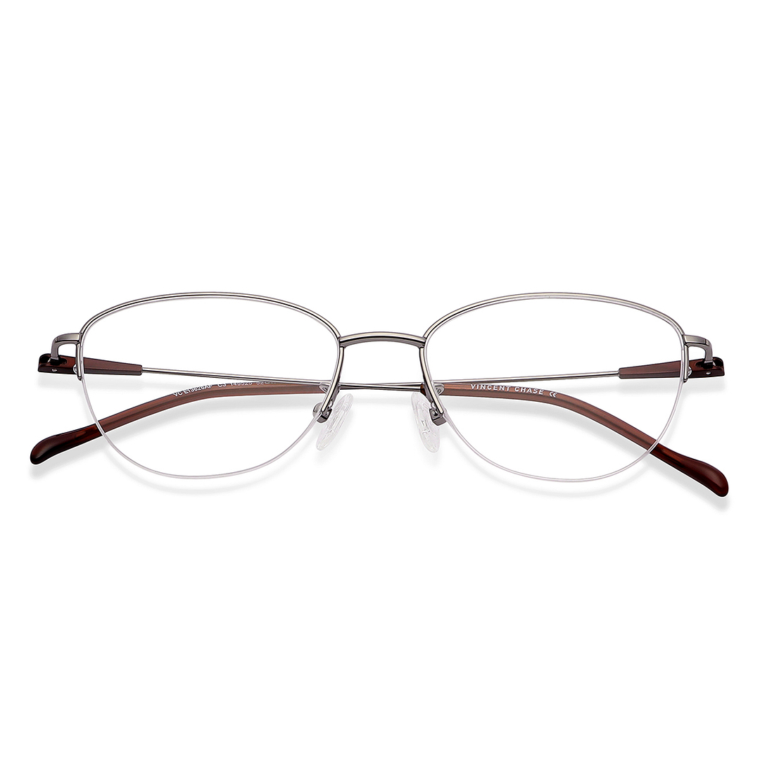 Vincent Chase Online Mid Gunmetal Half Rim Cat Eye left side