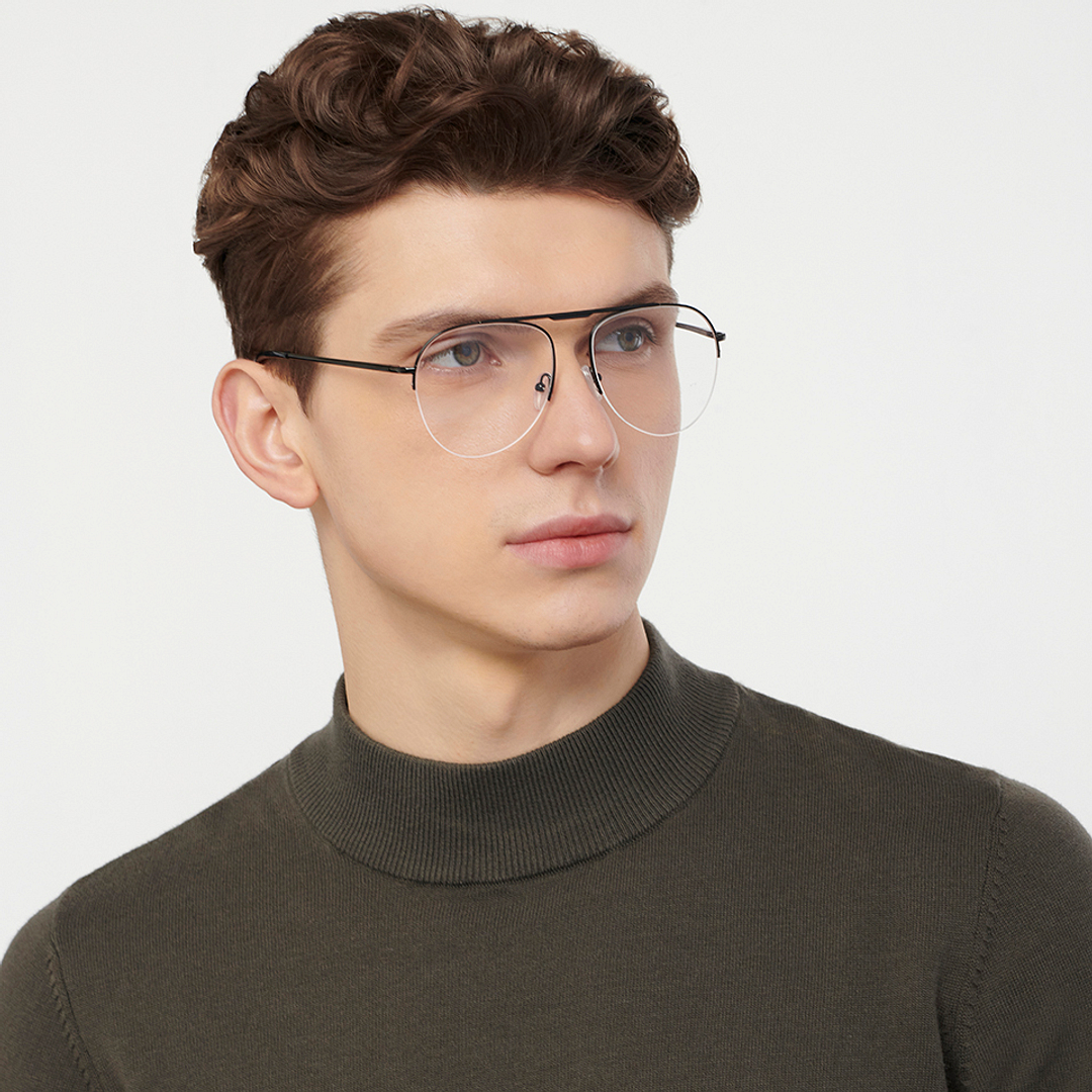 Vincent Chase Online Black Half Rim Aviator right side