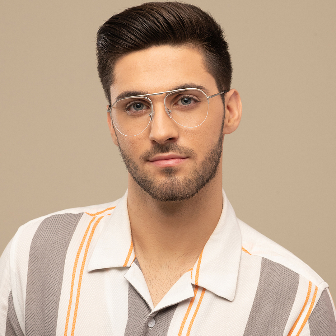 Vincent Chase Online Silver Half Rim Aviator left side