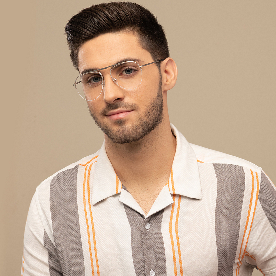 Vincent Chase Online Silver Half Rim Aviator right side