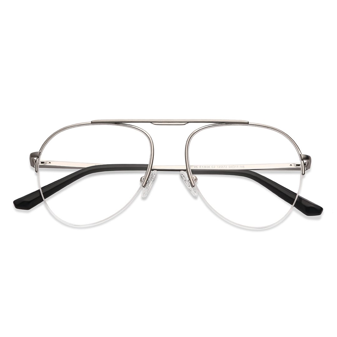 Vincent Chase Online Silver Half Rim Aviator left side