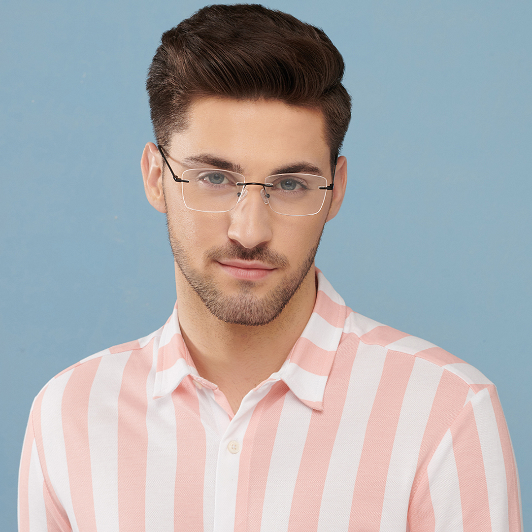 Vincent Chase Online Black Rimless Square left side