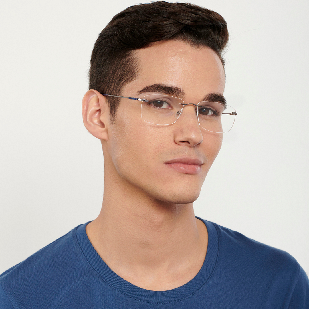 Vincent Chase Online Mid Gunmetal Rimless Rectangle right side
