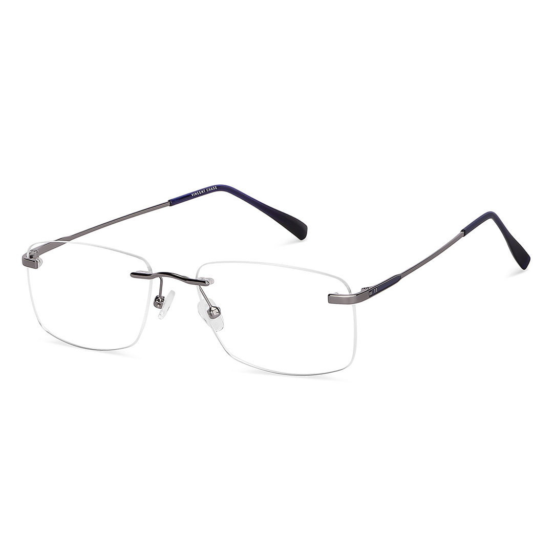 Vincent Chase Online Mid Gunmetal Rimless Rectangle right side