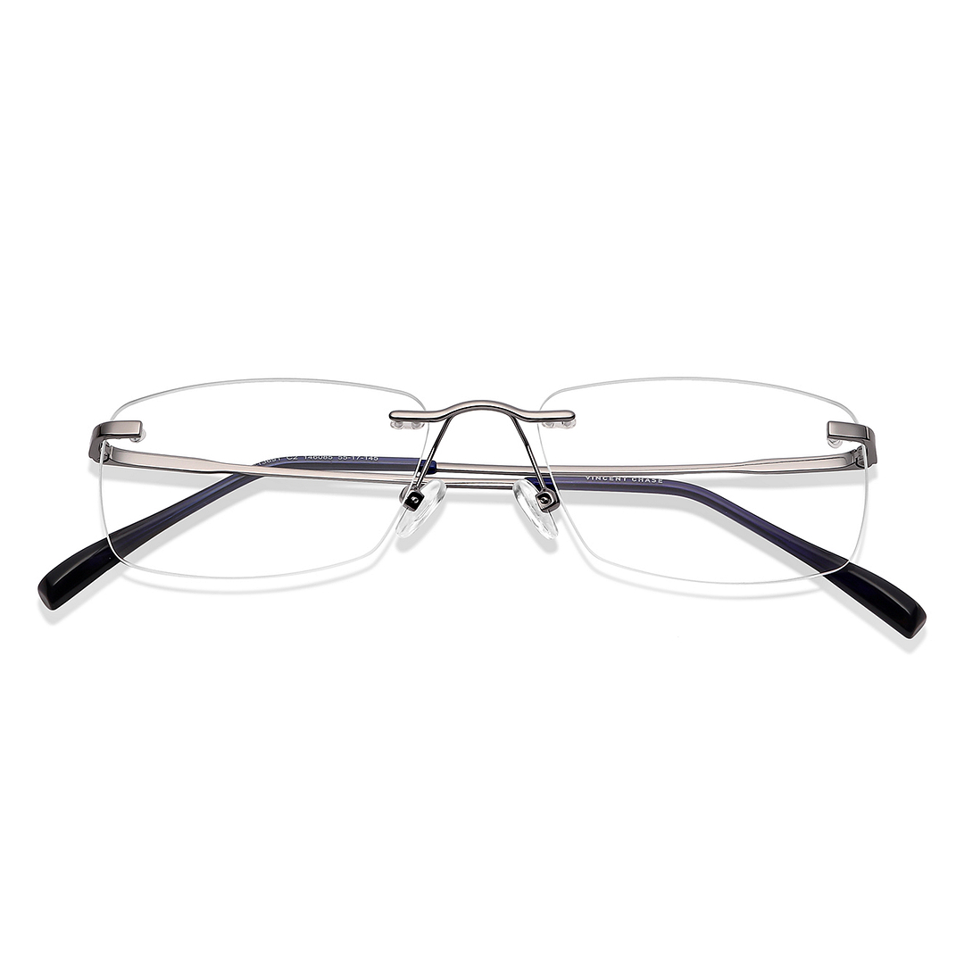 Vincent Chase Online Mid Gunmetal Rimless Rectangle left side
