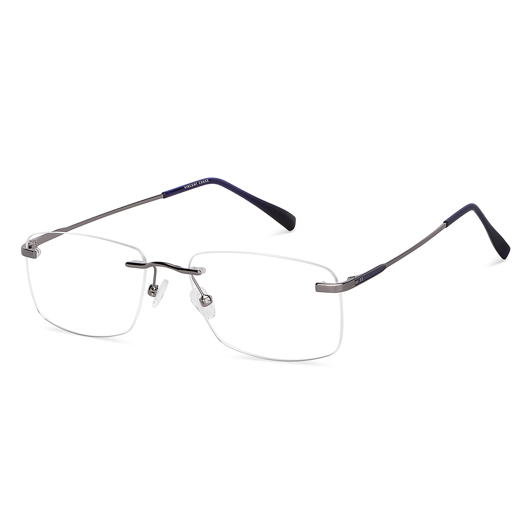 Vincent Chase Online Mid Gunmetal Rimless Rectangle right side