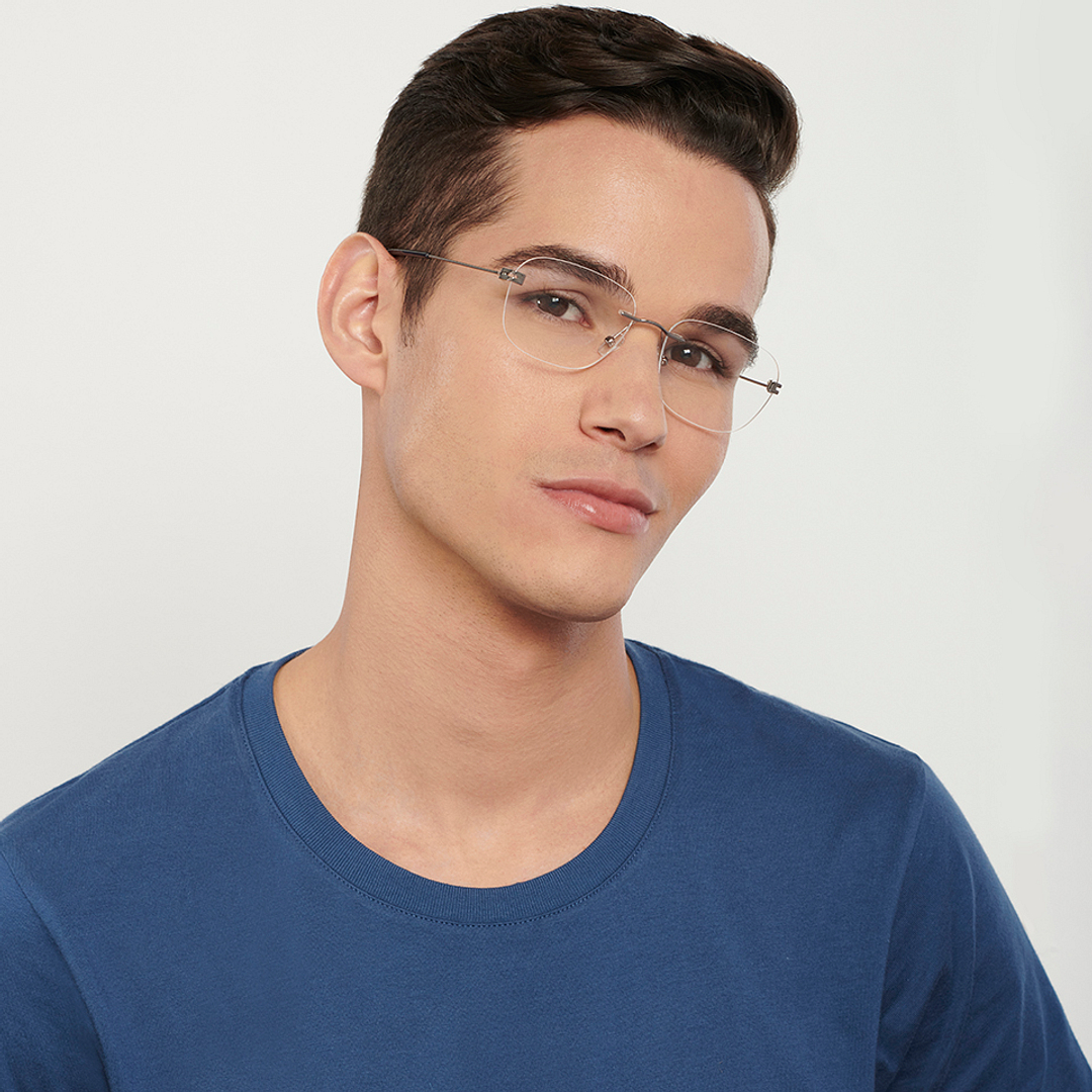 Vincent Chase Online Mid Gunmetal Rimless Square right side