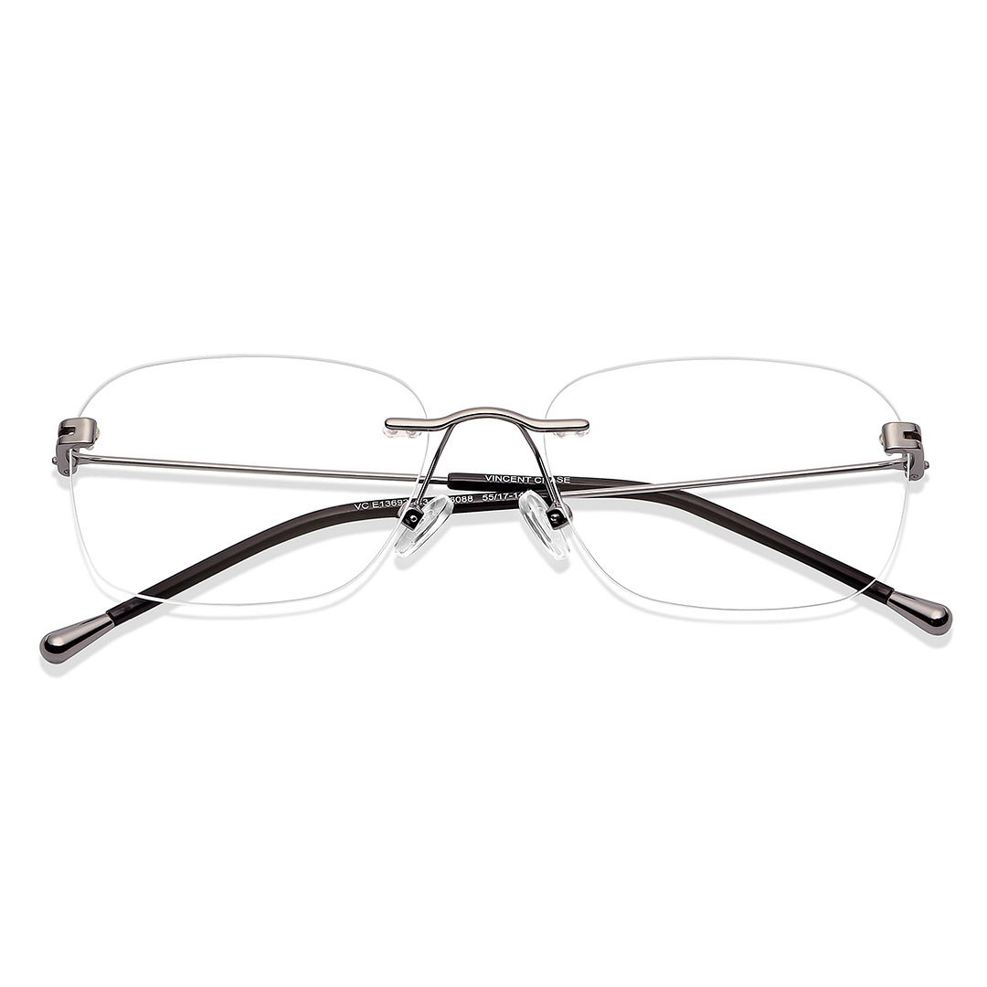 Vincent Chase Online Mid Gunmetal Rimless Square left side