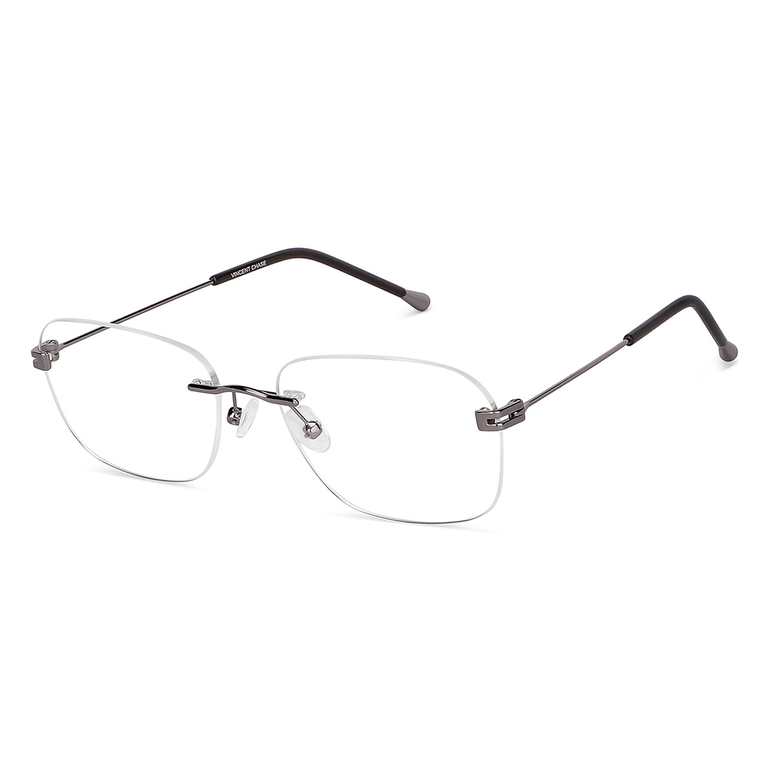 Vincent Chase Online Mid Gunmetal Rimless Square right side