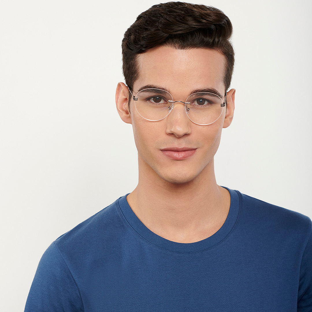 Vincent Chase Online Mid Gunmetal Rimless Round left side