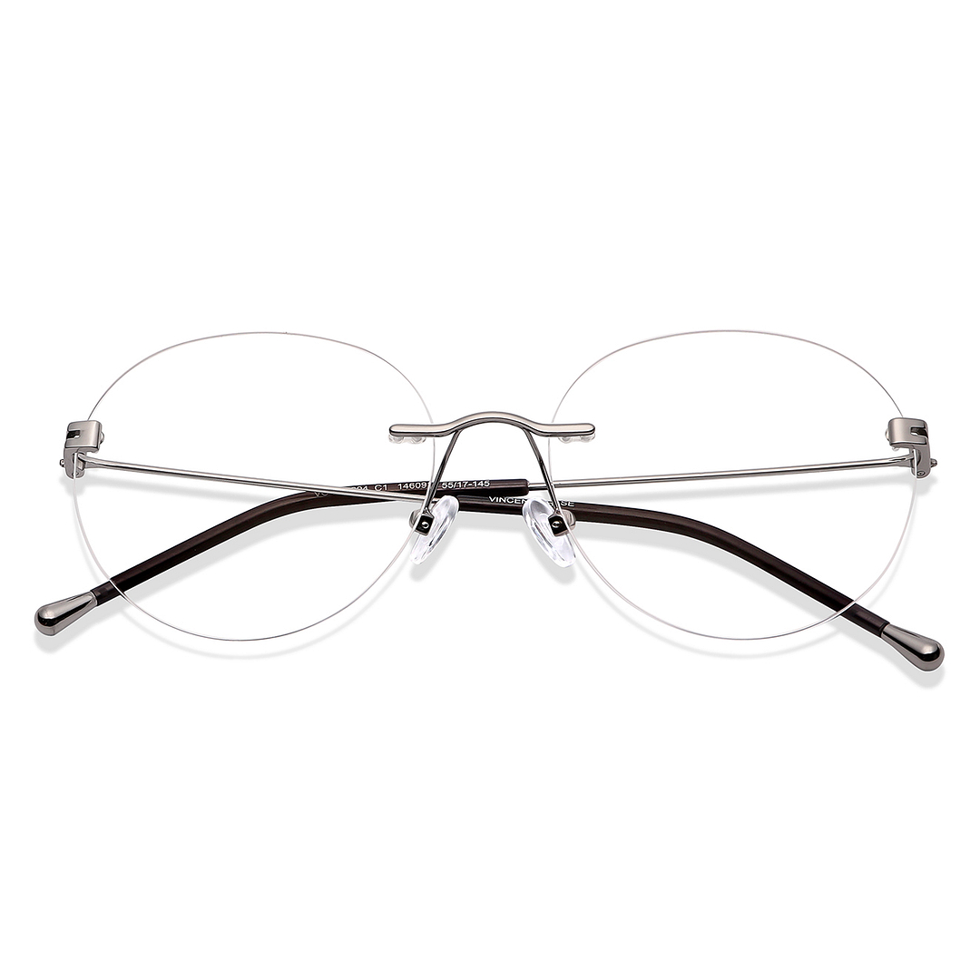 Vincent Chase Online Mid Gunmetal Rimless Round left side