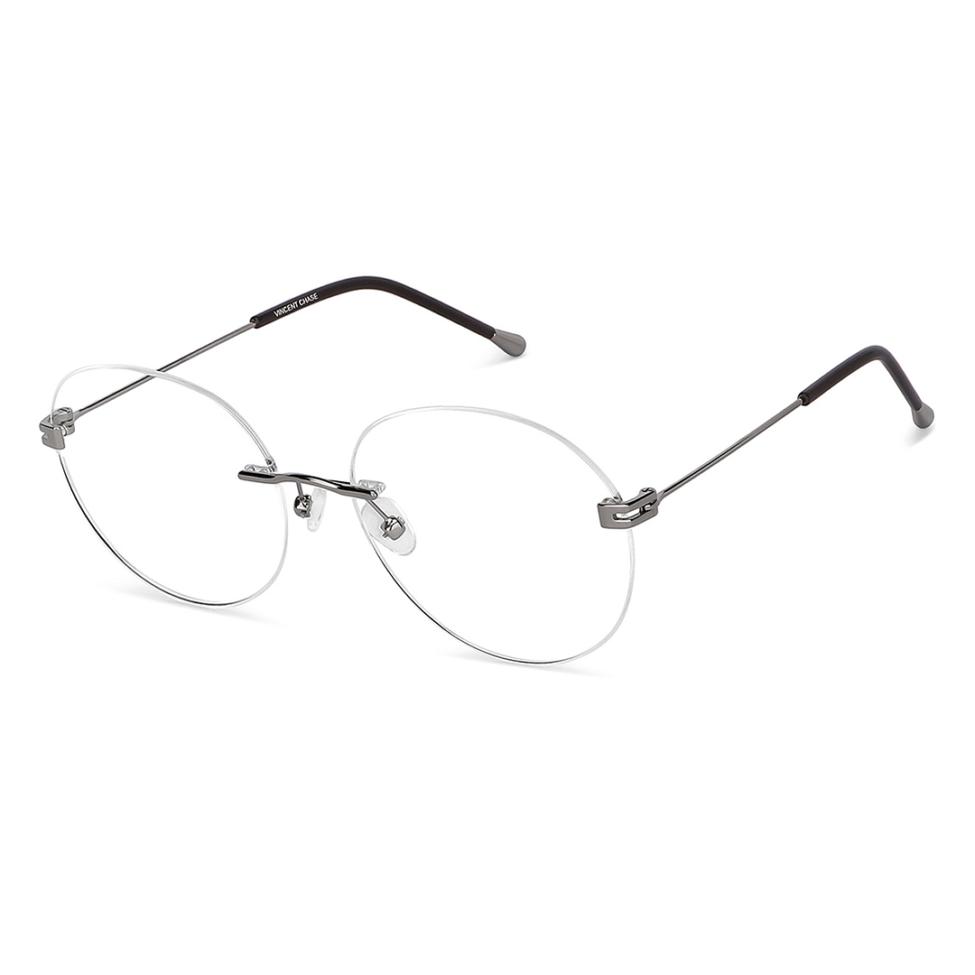 Vincent Chase Online Mid Gunmetal Rimless Round right side