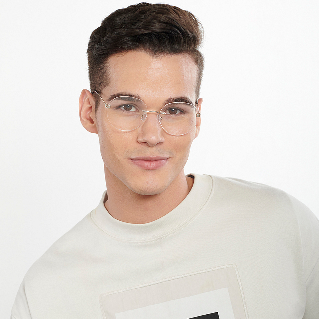 Vincent Chase Online Gold Rimless Round left side