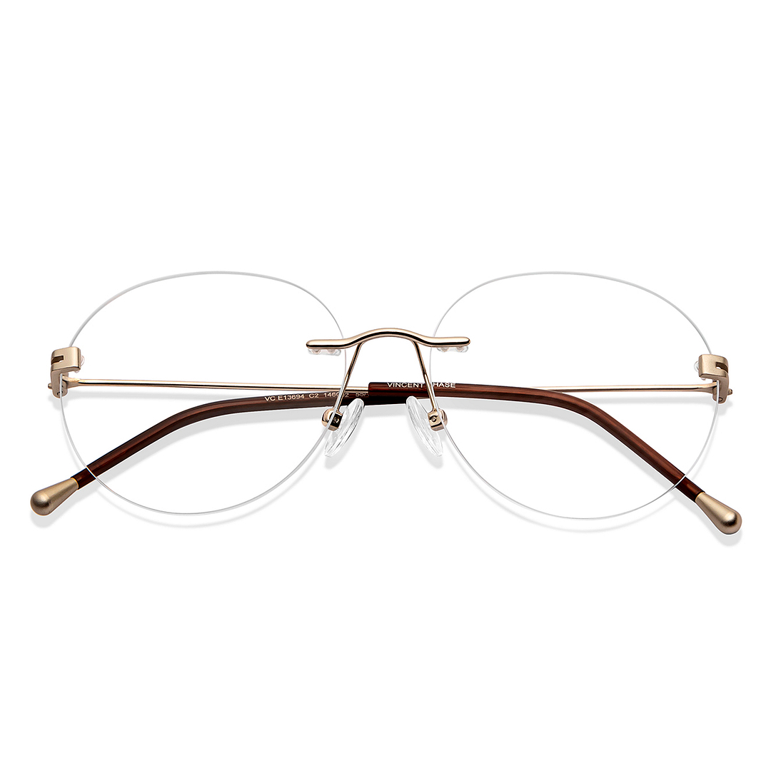 Vincent Chase Online Gold Rimless Round left side