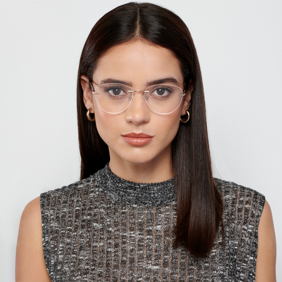 Vincent Chase Online Rose Gold Rimless Cat Eye right side