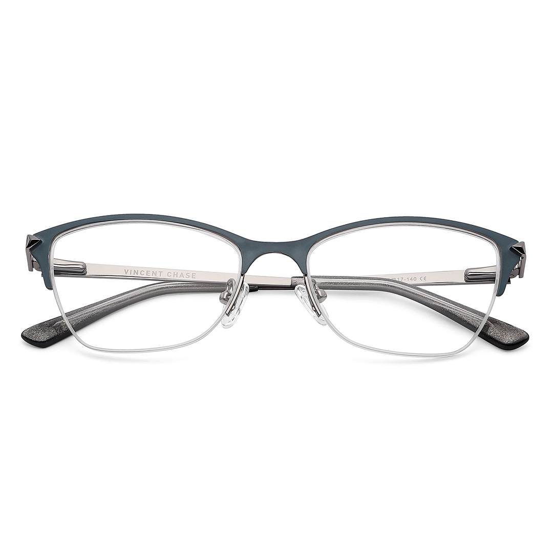 Vincent Chase Online Light Gray Half Rim Cat Eye left side