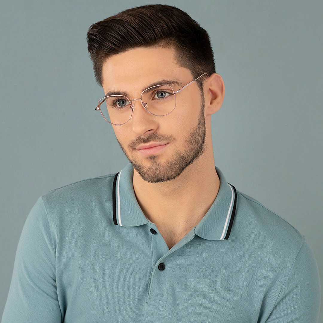 Vincent Chase Rose Gold Full Rim Geometric left side