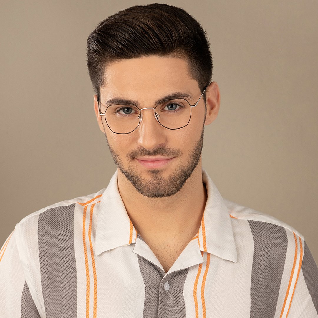 Vincent Chase Silver Full Rim Geometric left side