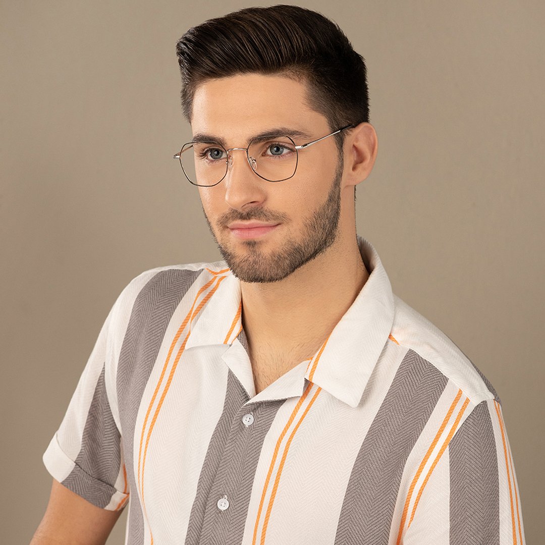 Vincent Chase Silver Full Rim Geometric right side