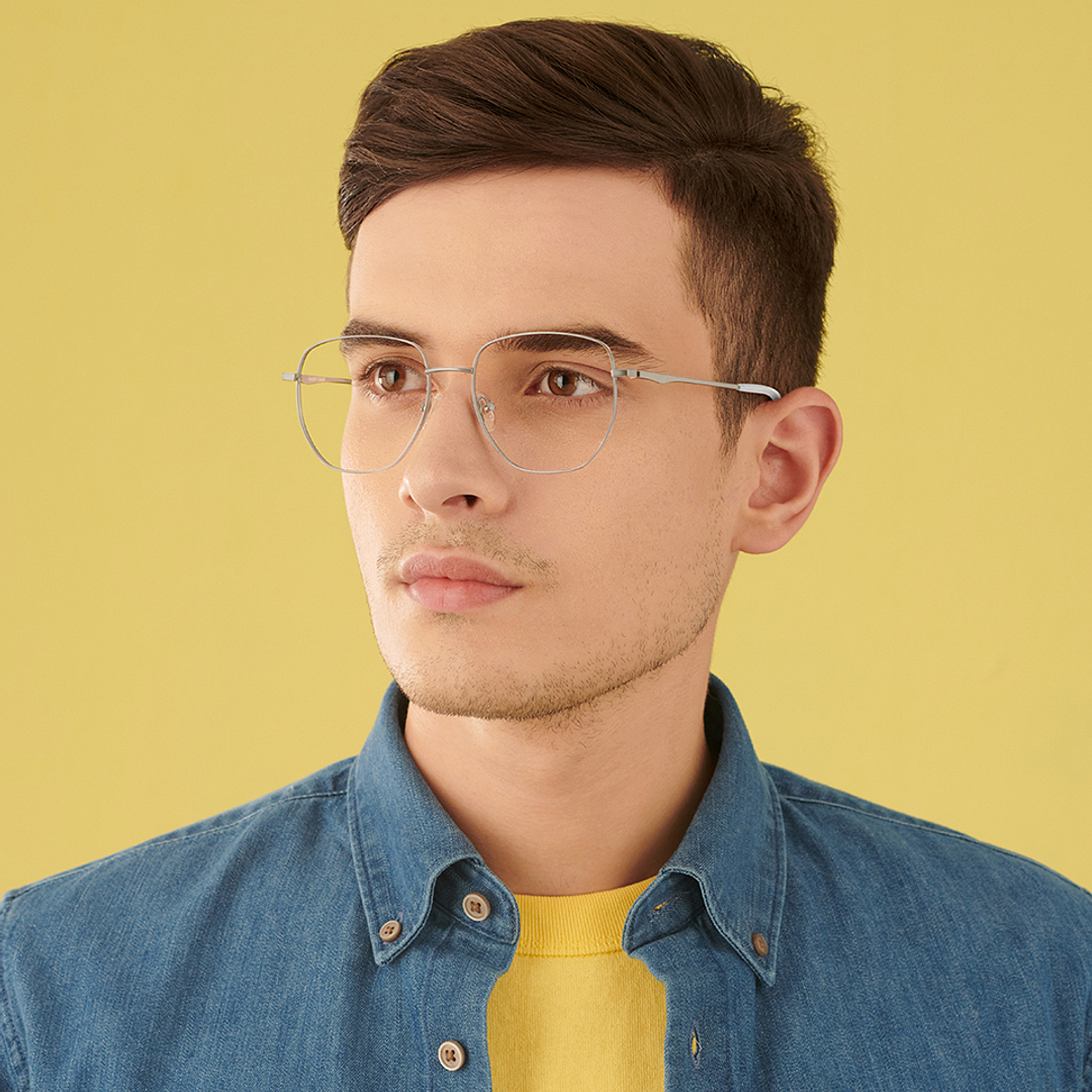 Vincent Chase Online Silver Full Rim Geometric left side