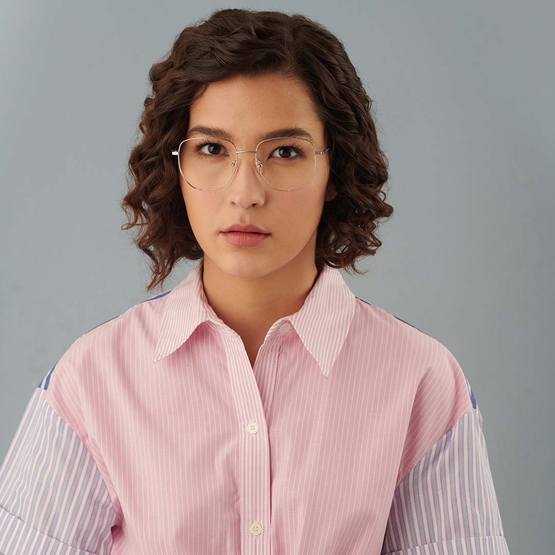 Vincent Chase Online Silver Full Rim Geometric left side