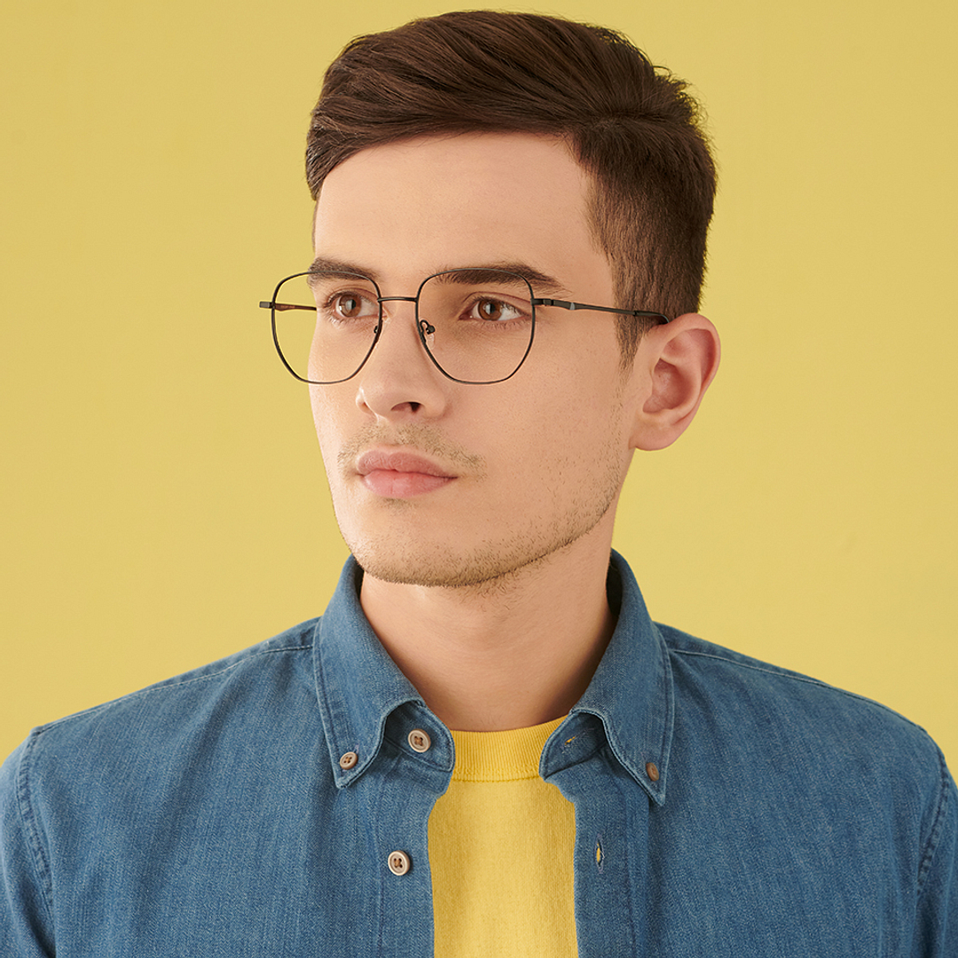 Vincent Chase Black Full Rim Geometric left side