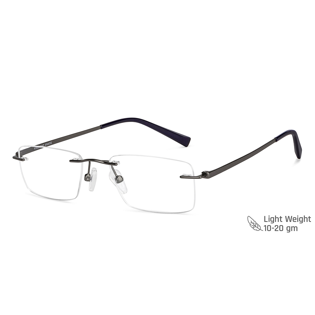 Vincent Chase Online Mid Gunmetal Rimless Rectangle right side