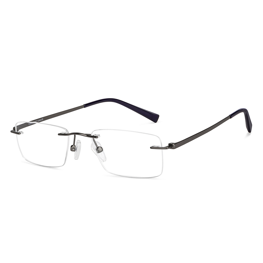 Vincent Chase Online Mid Gunmetal Rimless Rectangle right side