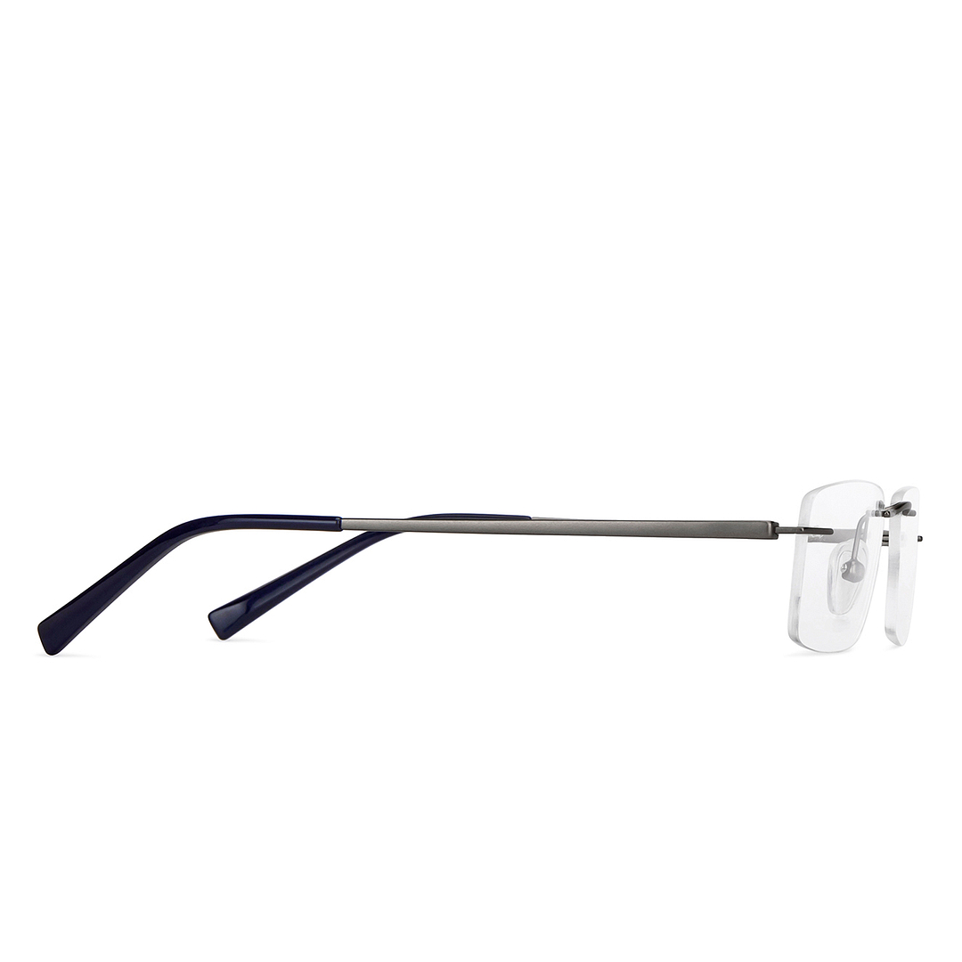 Vincent Chase Online Mid Gunmetal Rimless Rectangle left side