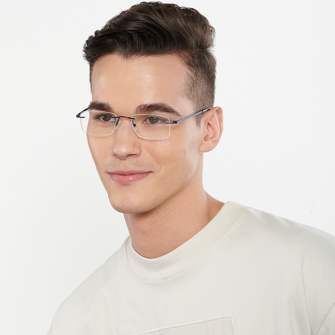 Vincent Chase Online Sky Blue Rimless Rectangle left side