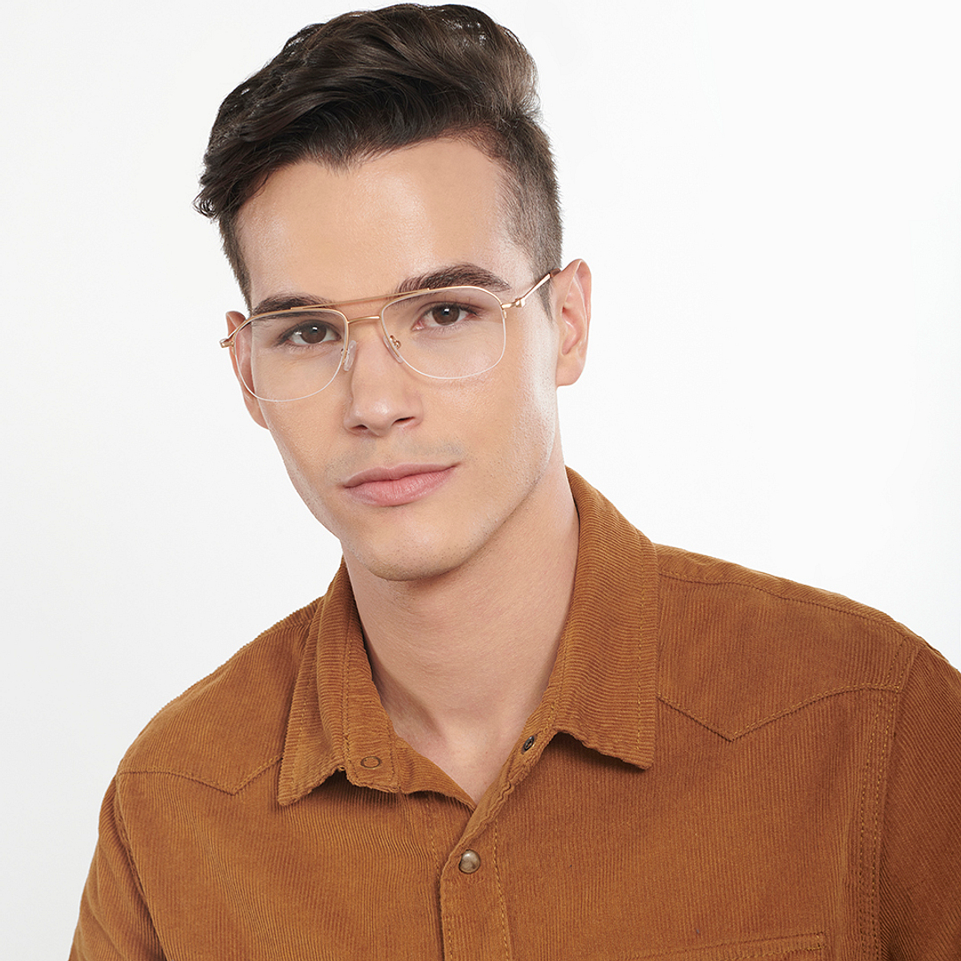 Vincent Chase Online Gold Half Rim Aviator left side