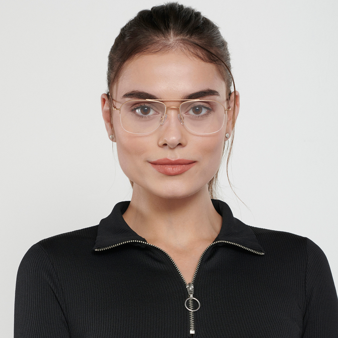 Vincent Chase Online Gold Half Rim Aviator left side