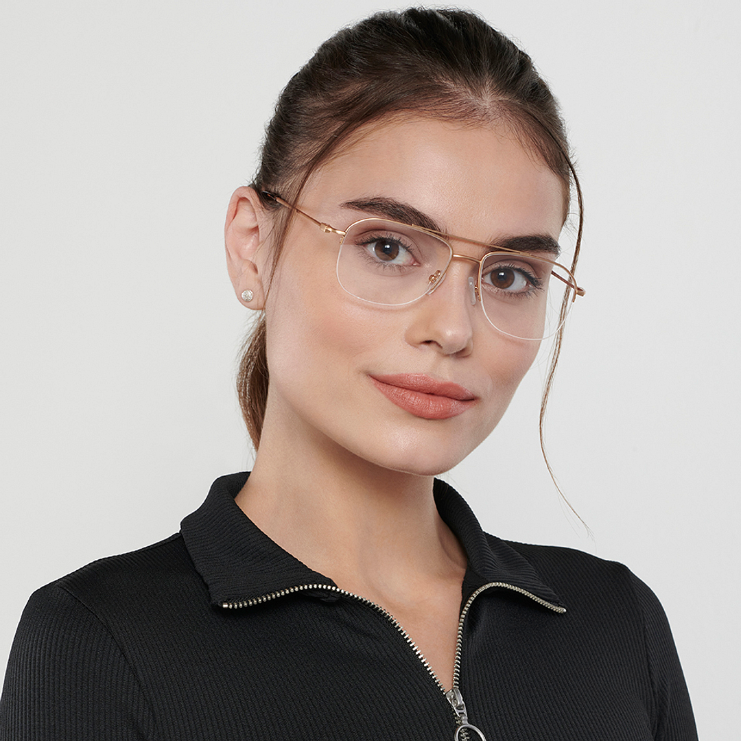 Vincent Chase Online Gold Half Rim Aviator right side