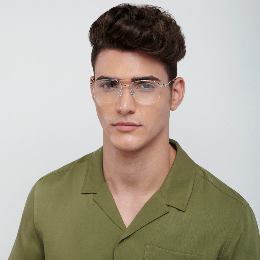 Vincent Chase Mid Gunmetal Half Rim Geometric right side