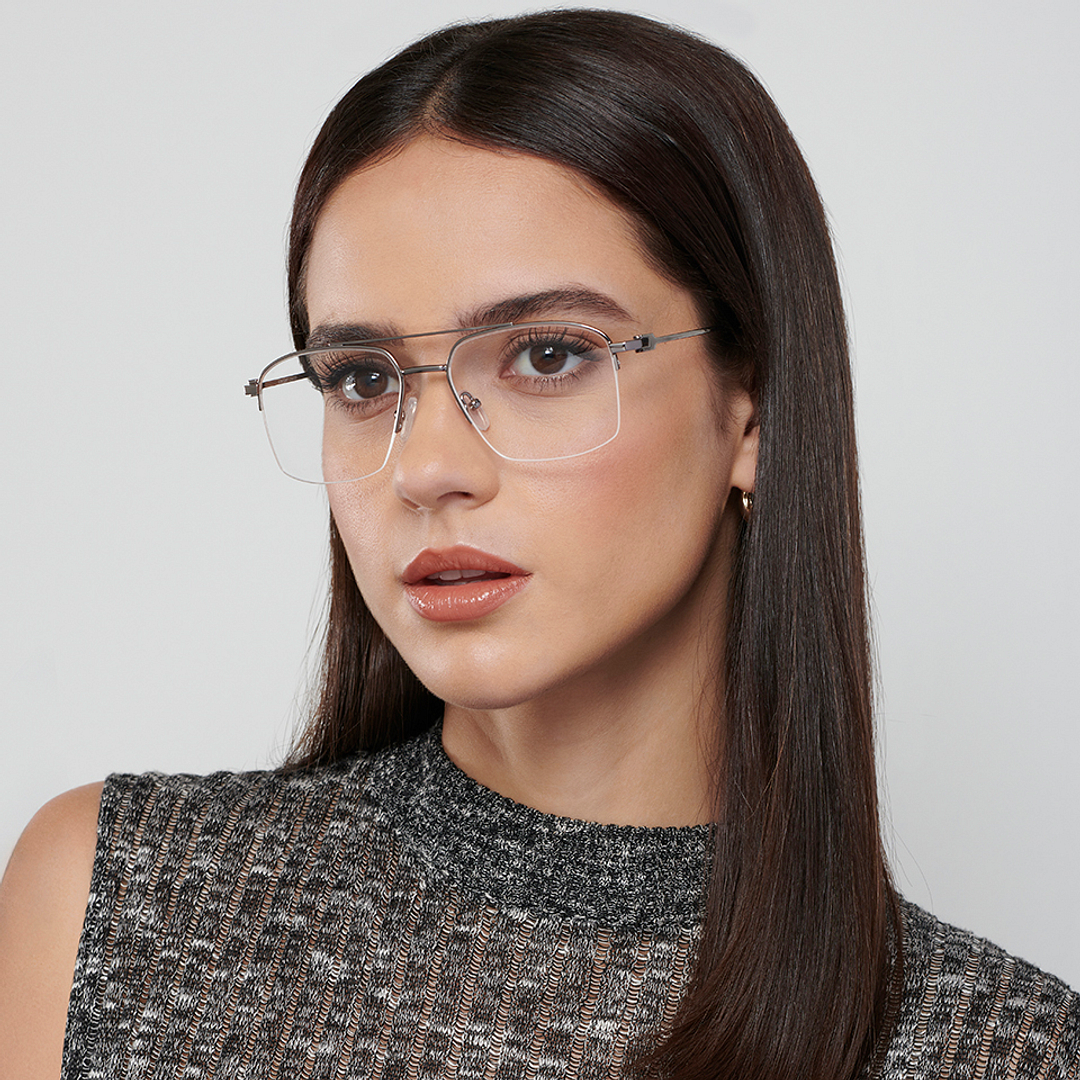 Vincent Chase Mid Gunmetal Half Rim Geometric right side
