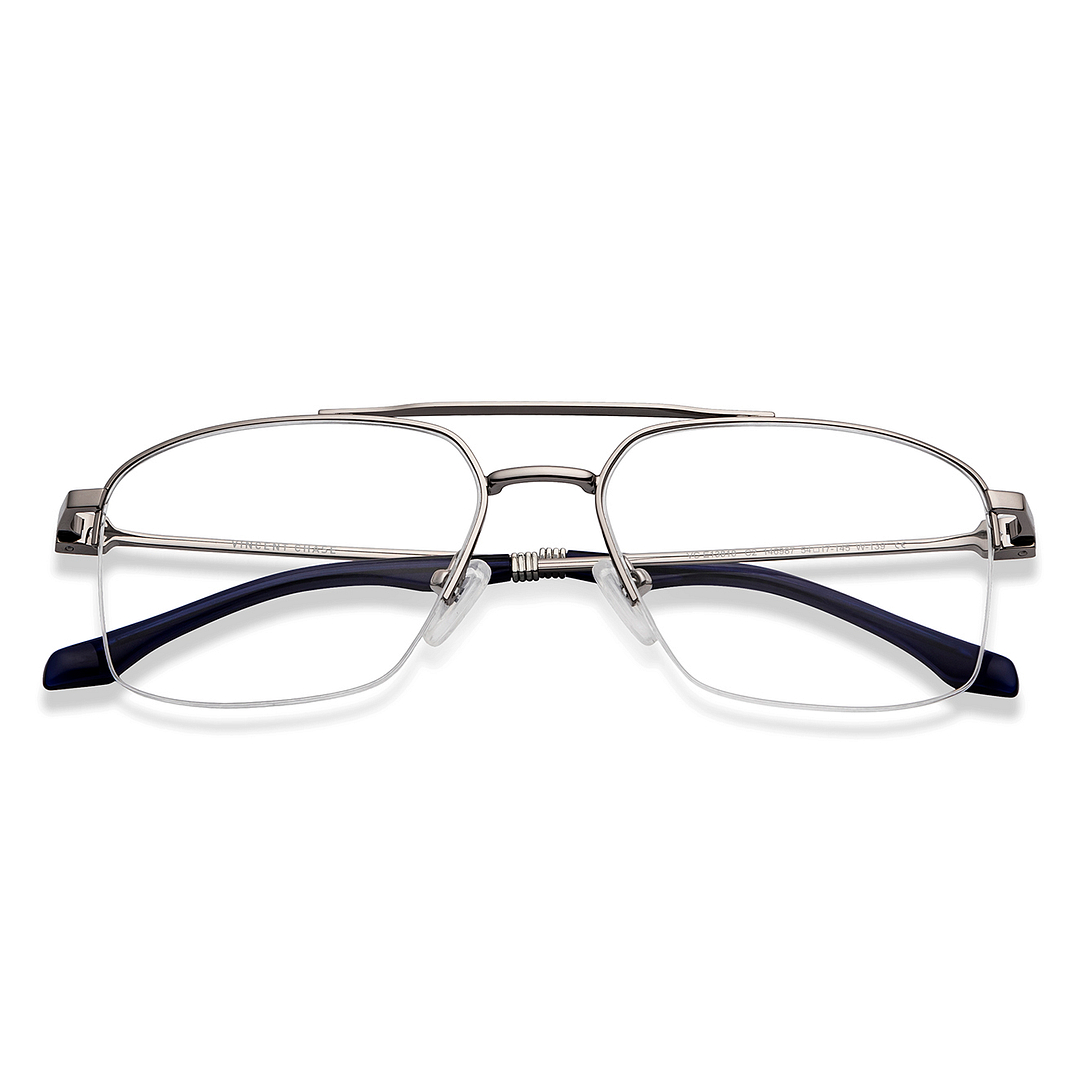 Vincent Chase Mid Gunmetal Half Rim Geometric left side