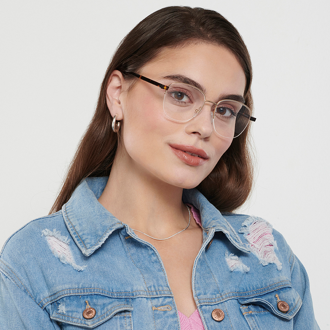 Vincent Chase Online Gold Half Rim Round left side