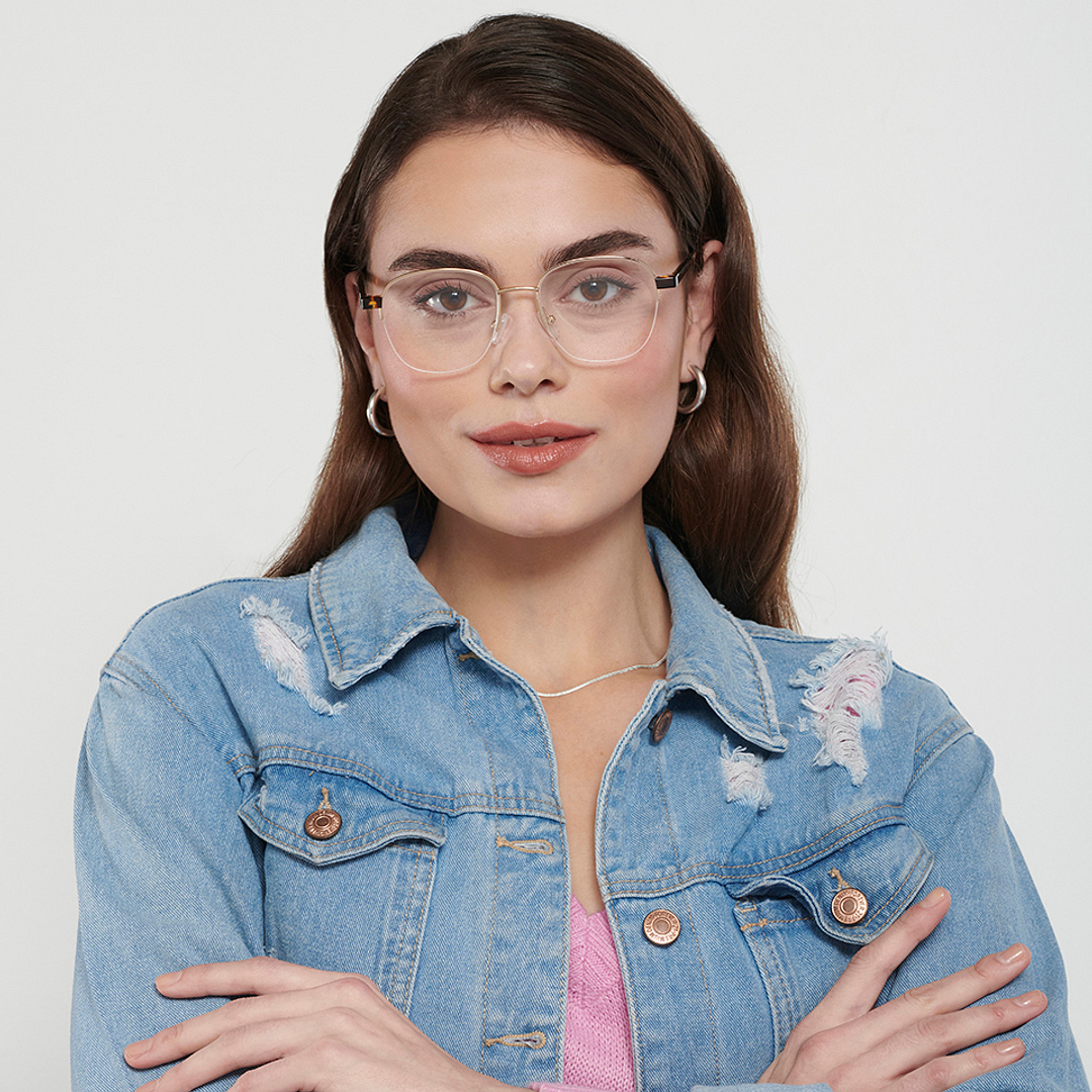 Vincent Chase Online Gold Half Rim Round right side