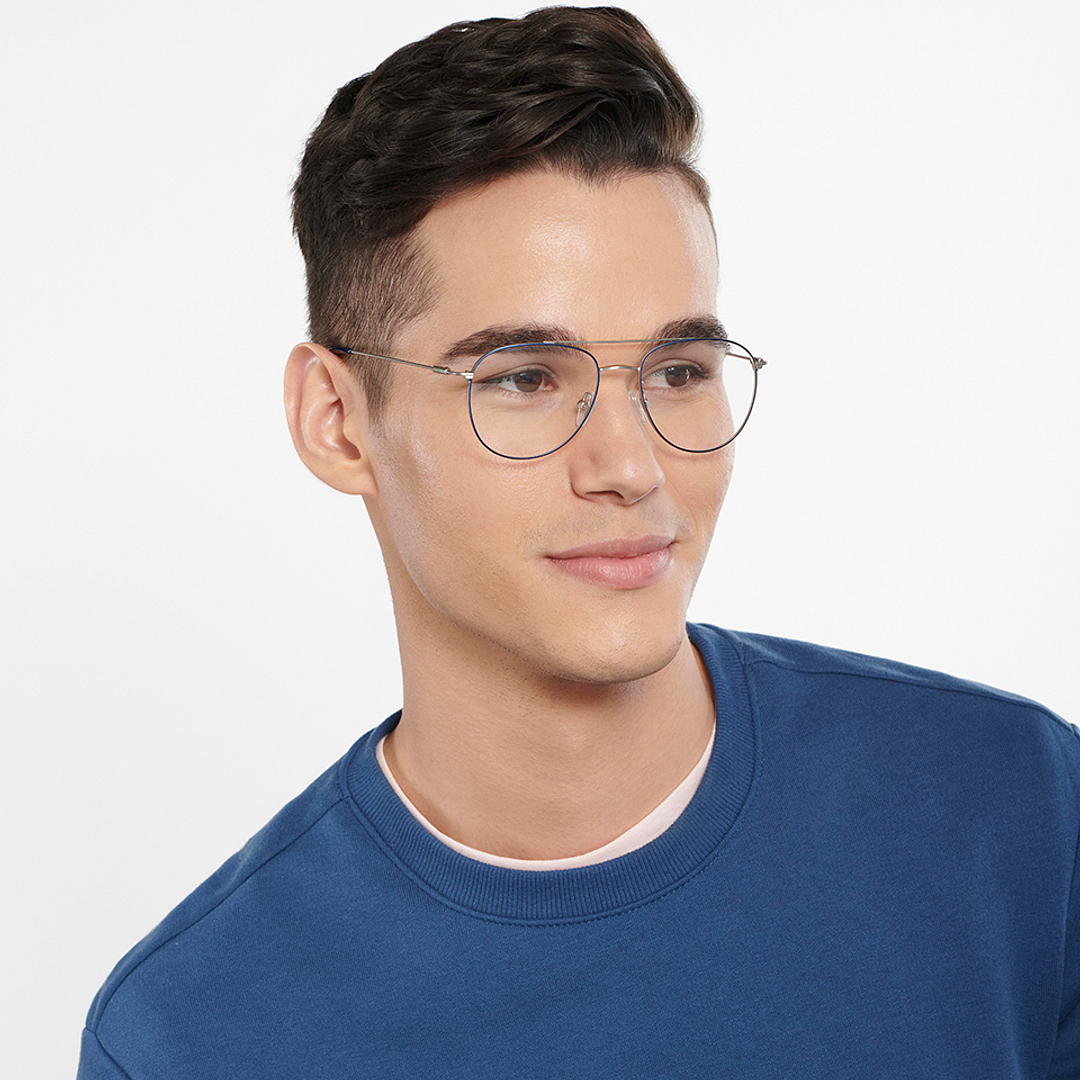 Vincent Chase Online Silver Full Rim Aviator left side