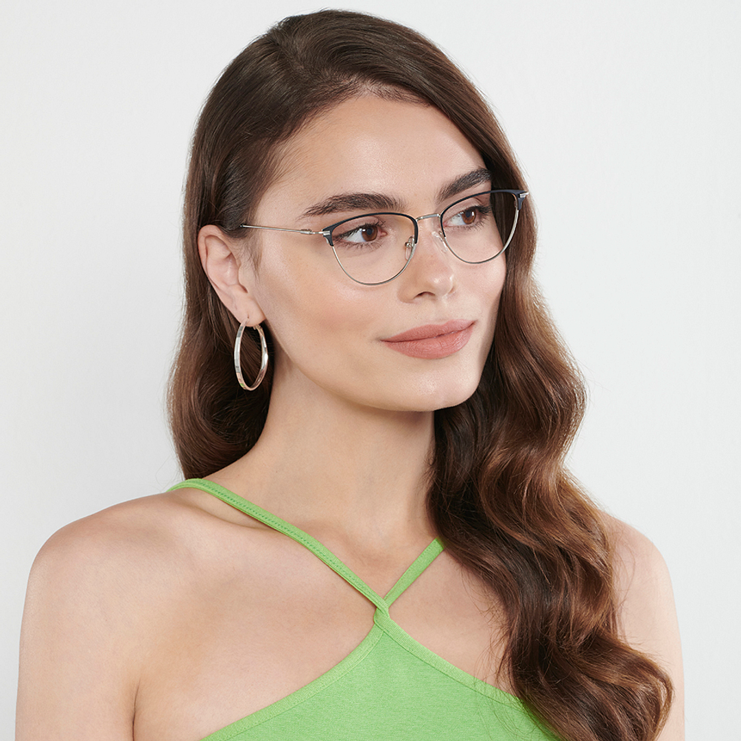 Vincent Chase Online Dark Gunmetal Full Rim Cat Eye right side
