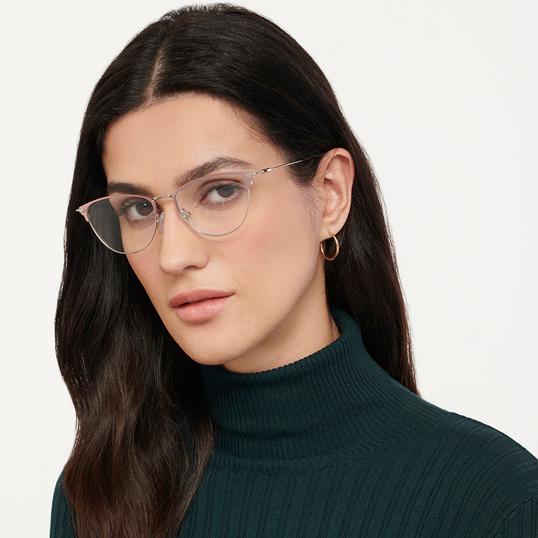 Vincent Chase Online Silver Full Rim Cat Eye left side